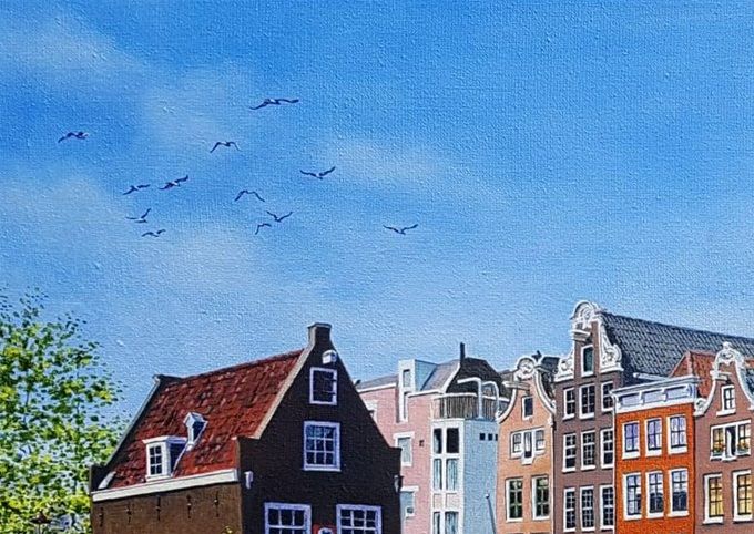 Amsterdams stadsgezicht 50 x 60 cm Olieverf op canvas € 2500,-
